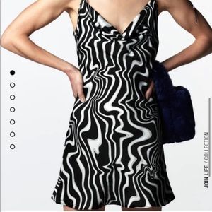 Zara Safia Mini Dress - black and white groovy print
